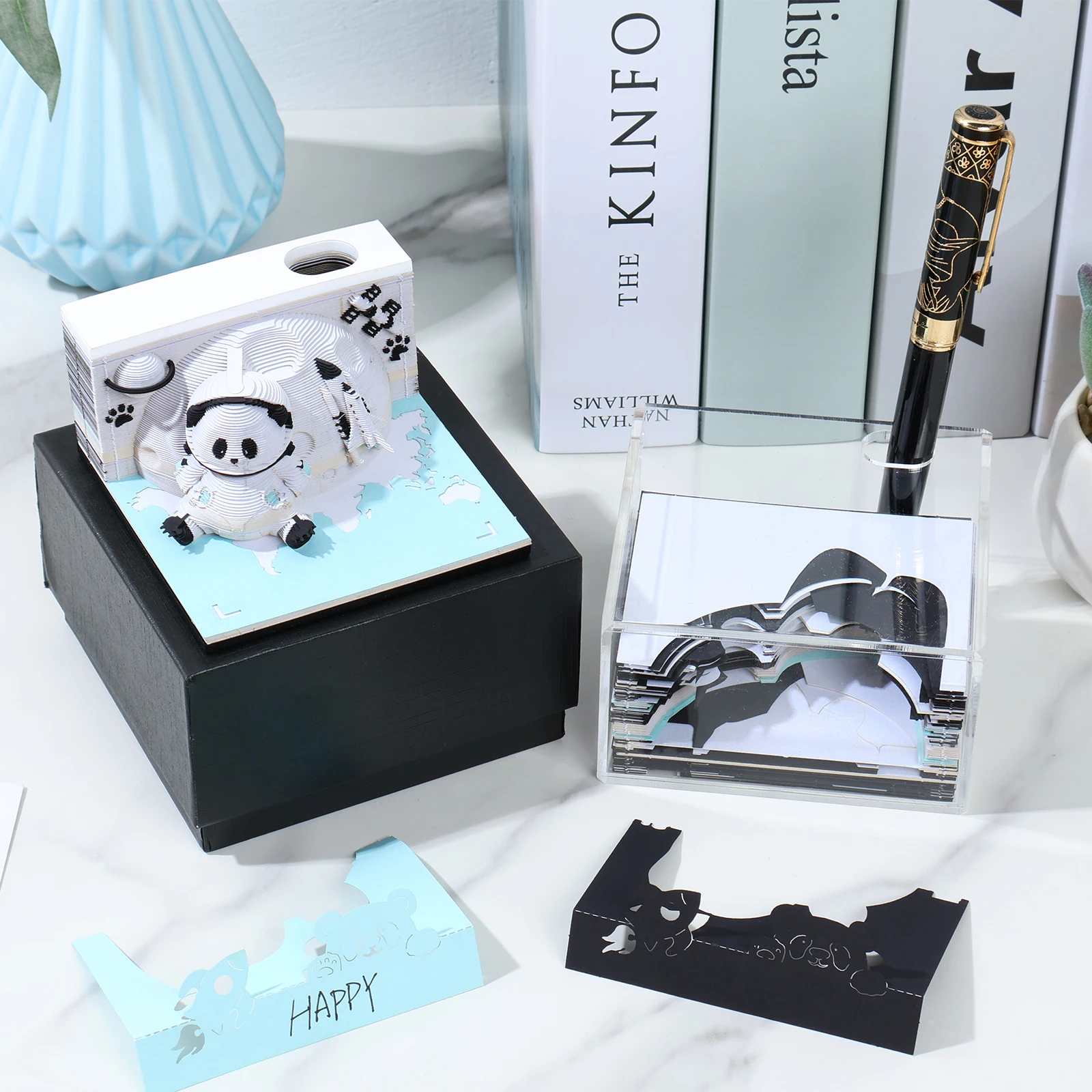 3D Блокнот для заметок Creative Panda Настольный блокнот с держателем ручек Tear-Away Art DIY