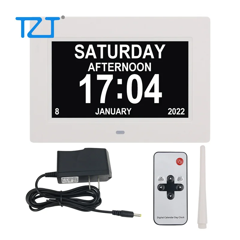TZT 7 \"Inch Digital Clock Calendar with Date Day Reminder f