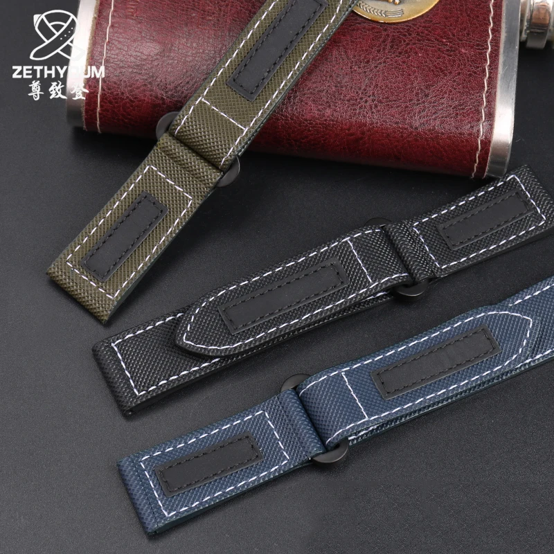 PAM01118 PAM01119 Nylon Watch Band For Panerai Canvas Leather Watch Strap Waterproof  Wrist Band Men Accessories 24mm