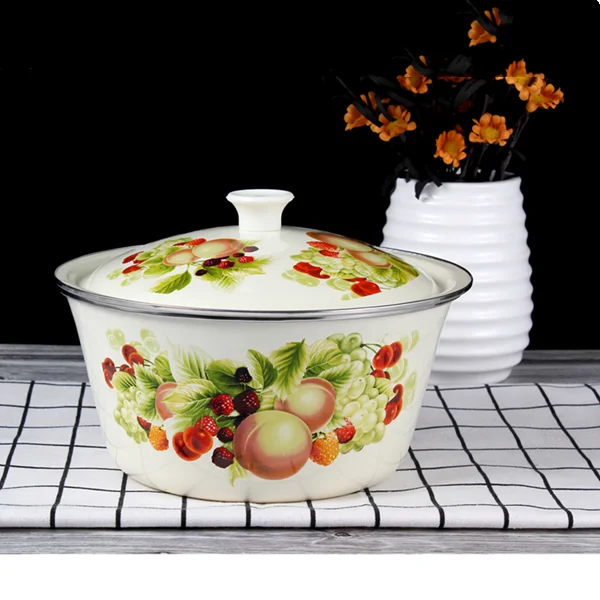 

Enamel Tureens with Lid Thickened Enameled Bowl Housold Large Bowl Soup Pot Lard Dumpling Stuffing Bowl Chinese Bowl