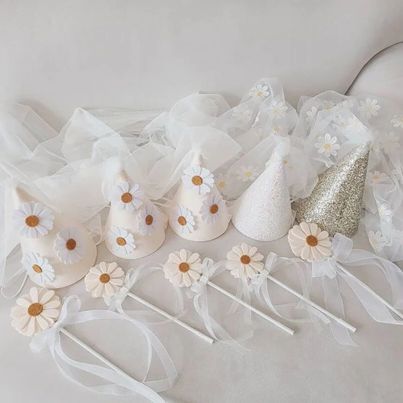 

Шляпа фетровая, детская, на день рождения, с шляпа для маленьких девочек цветка, головные уборы в сетку