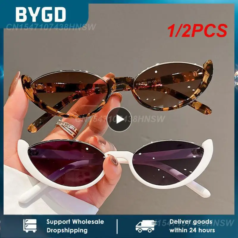 

Солнцезащитные очки «кошачий глаз» для мужчин и женщин, маленькие Модные Винтажные, с защитой от ультрафиолета, для вождения, велоспорта, в полуоправе, 1/2 шт.