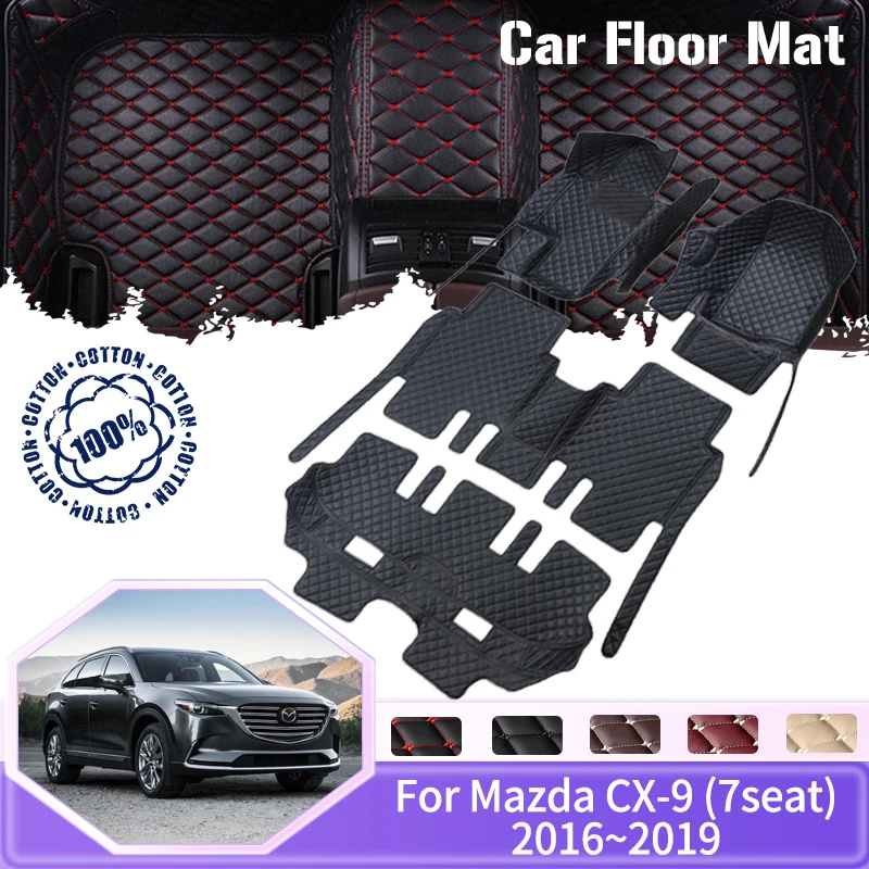 

Car Floor Mats For Mazda CX-9 CX9 TC 2016 2017 2018 2019 7seat Leather Floor Mat Alfombras Para Autos Car Accessories Decoration