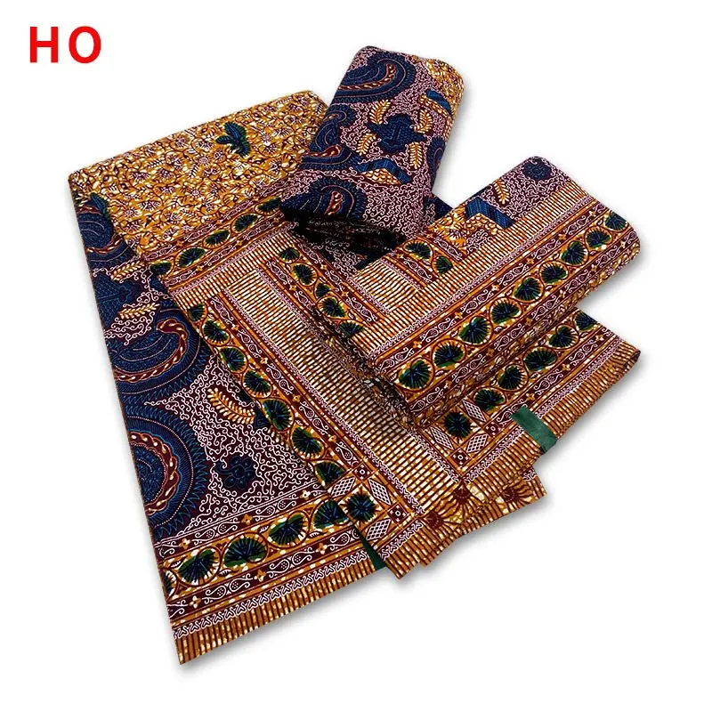 

African Printed Embroidery Breathable Cotton Wax Fabric For 6 Yards/Lot H220213