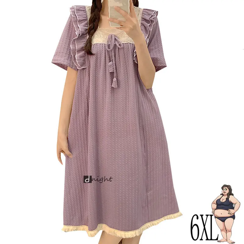 

Женская Классическая Ночная рубашка большого размера 5XL 6XL, домашняя одежда, ночная рубашка с коротким рукавом, ночная рубашка, пижама