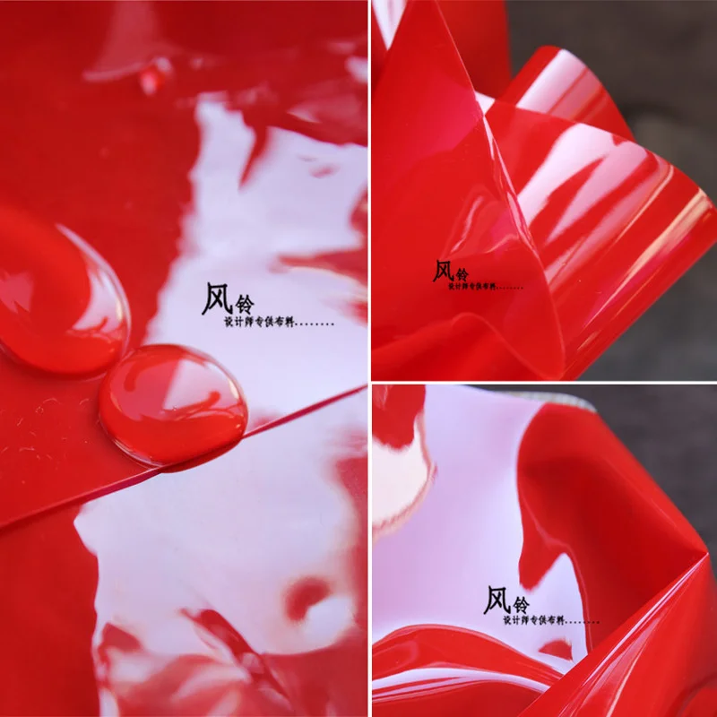 Soft TPU Fabric Red PVC Jelly Plastic Film DIY Waterproof Raincoat Windbreaker Bags Decor Clothes Designer |