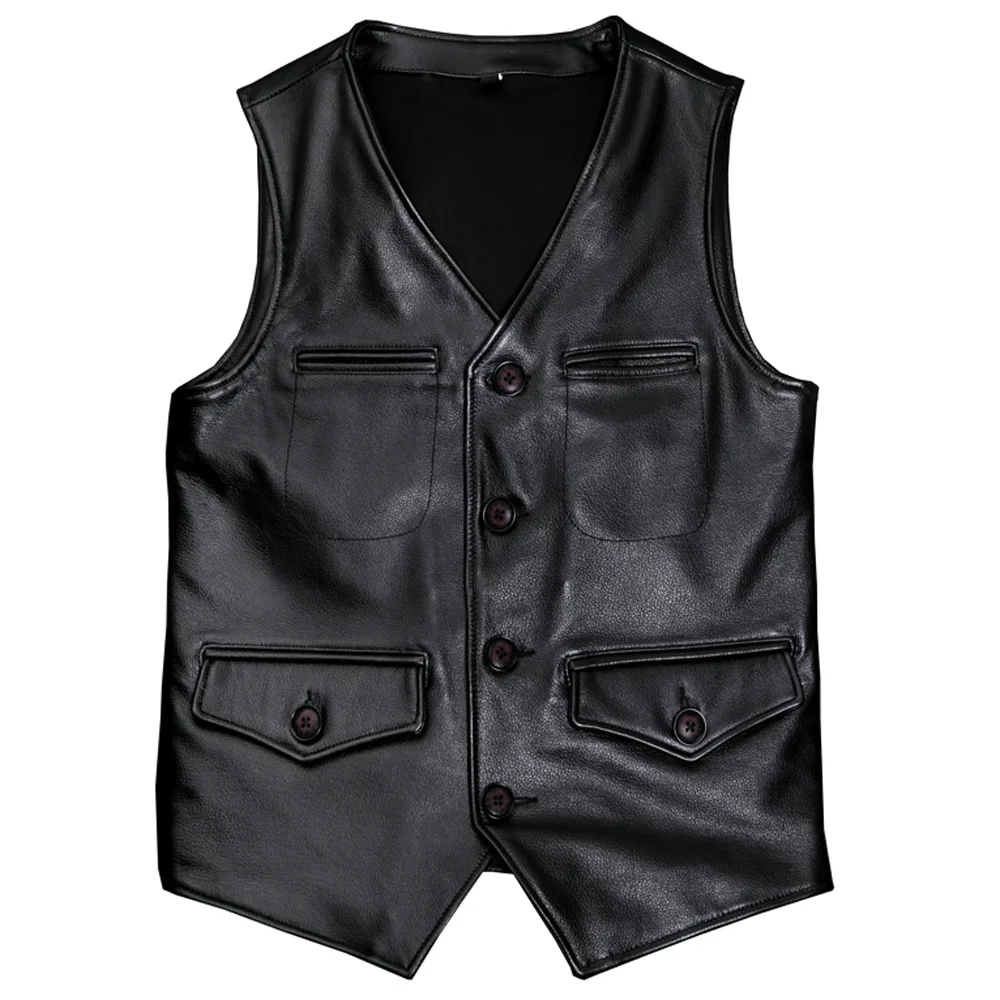 

Cowhide Genuine Summer Mans Coats Plus Size 5XL Waistcoat Weskit Big and Tall Man Real Leather Outerwear Vest