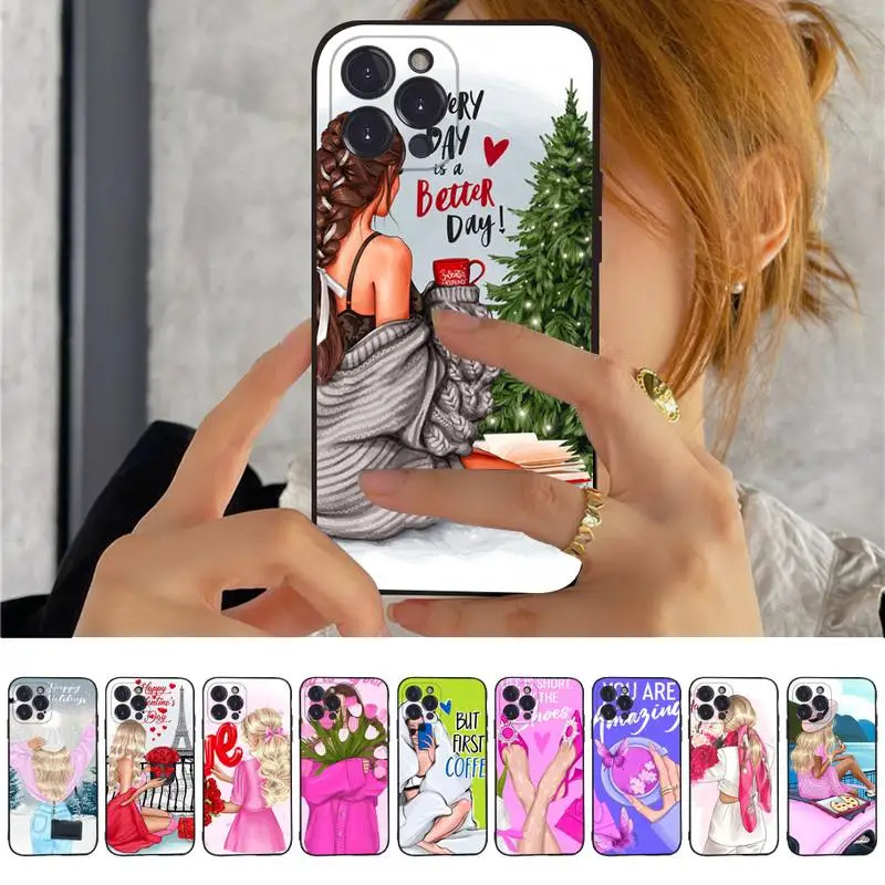 

Fashion Beautiful Girl Phone Case For iPhone 14 11 12 13 Mini Pro Max 8 7 6 6S Plus X SE 2020 XR XS Funda Case