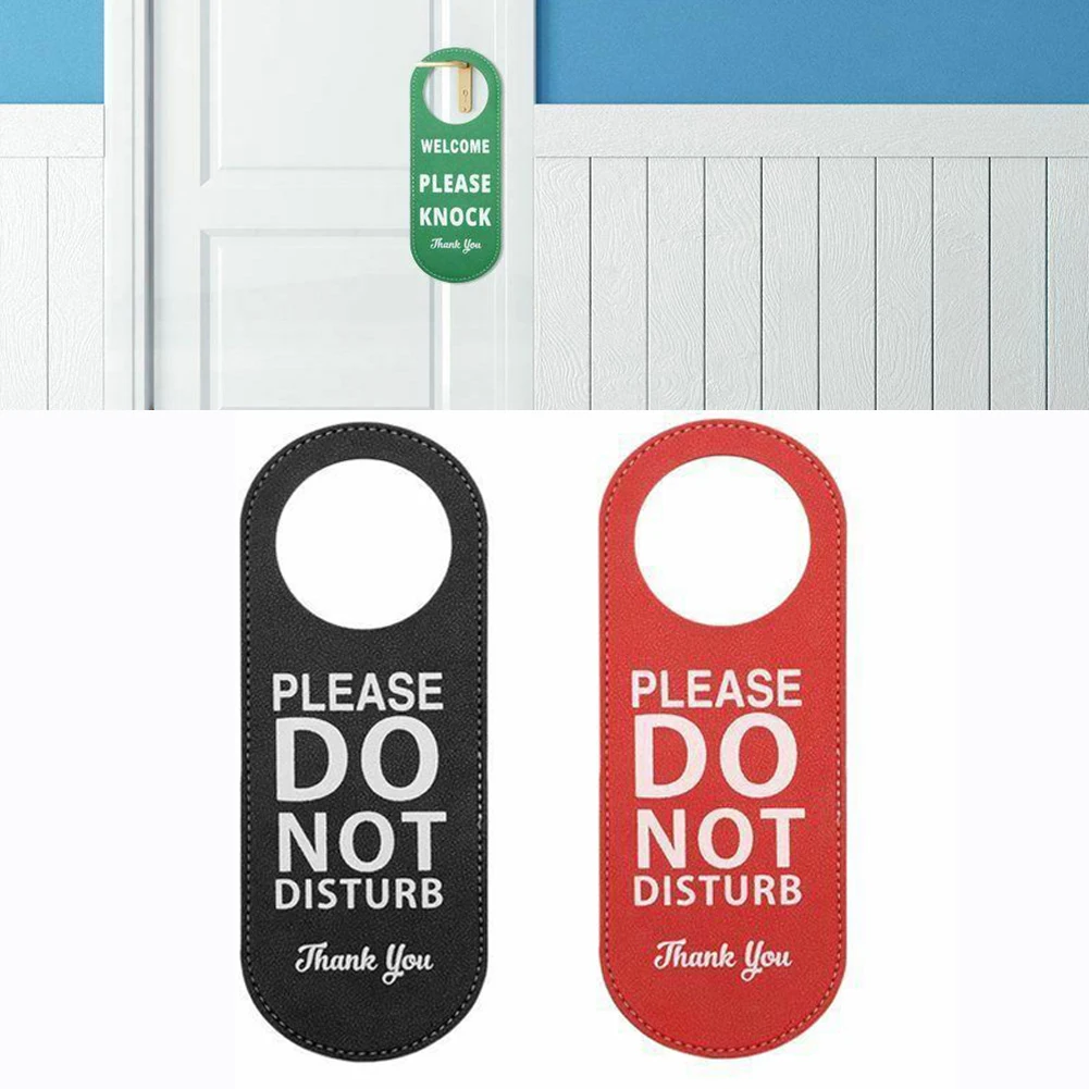 1pcs Hanger Tags Label Door Sign Do Not Disturb Bar Hotel Mall Beautiful Black+green Hanging Tag Leather 22.5*8.5cm - купить по