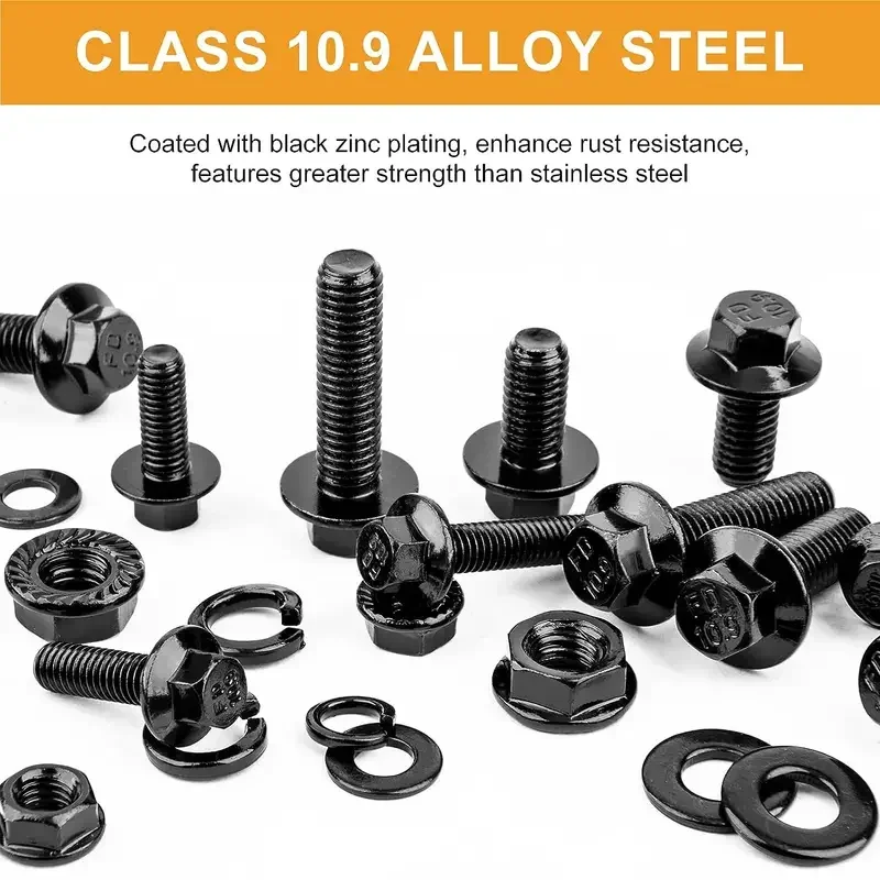 252 шт. стандартная Фланцевая Шестигранная головка болт гайка шайба 10.9 класс