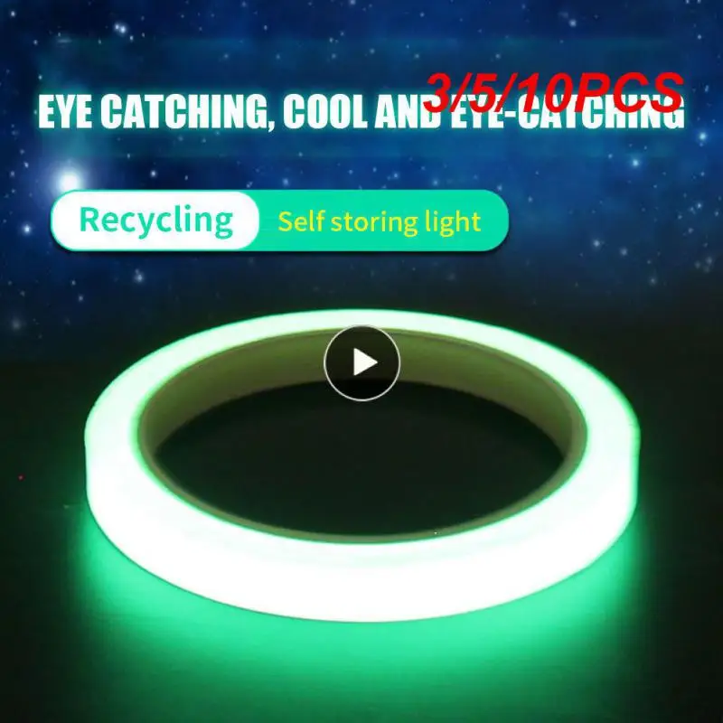 

3/5/10PCS Green Warning Ground Light Car Reflective Sticker Portable Durable Reflective Fluorescent Tape Universal Non-slip