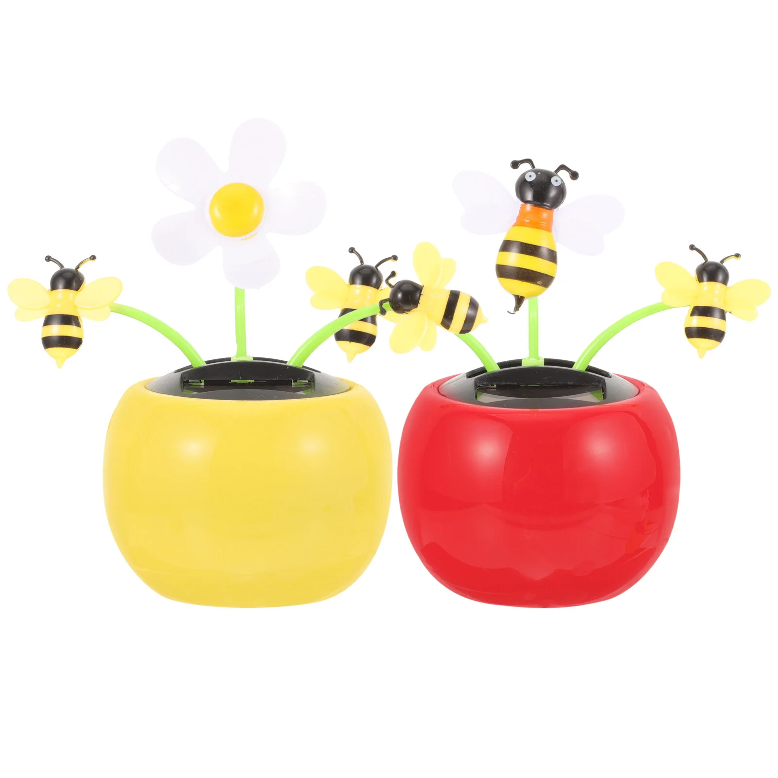 

2pcs Bee Design Swing Car Ornament Creative Solar Powered Bee Toy Swing Design Gift Desktop Ornament(1pc
