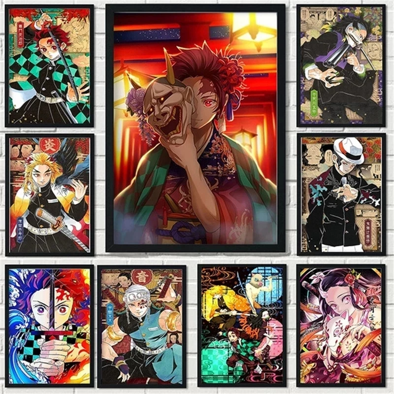 

Demon Slayer 5D DIY Diamond Painting Art Pictures Rhinestone Kit Anime Black Clover Diamond Embroidery Home Decor Painting Gift