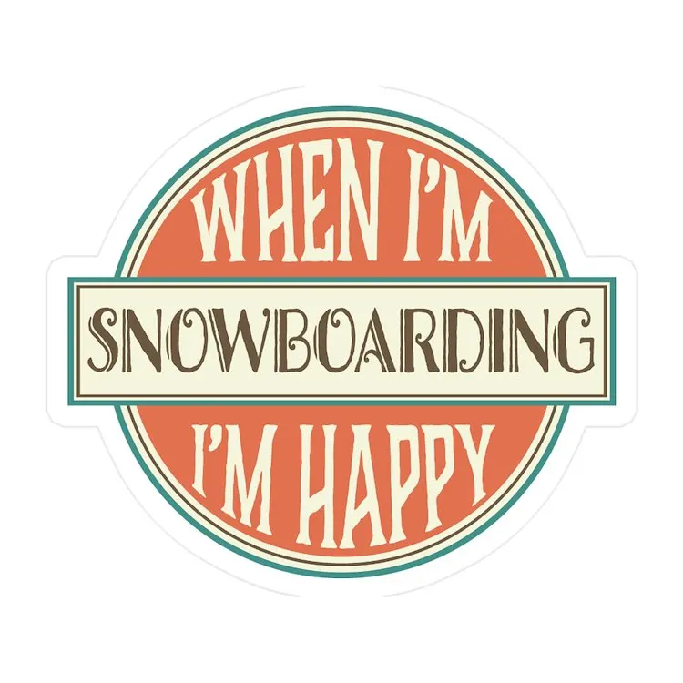 

Когда я сноубординг, я счастлив, маленький, вырезанный Стик для ноутбука, забавный автомобиль, милый мультяшный художественный модный общес...