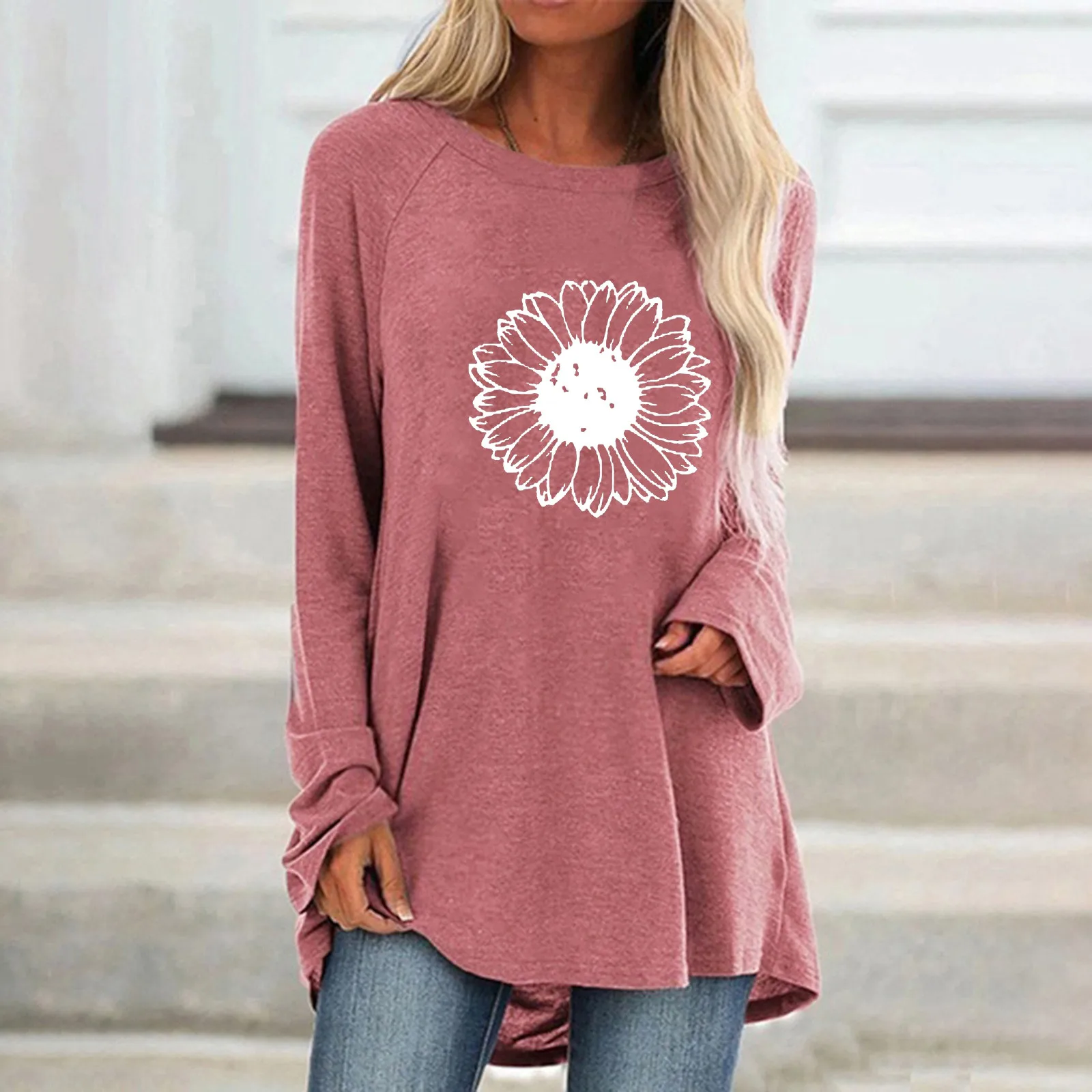 

Christmas Women T Shirt Large Size Print Round Neck Long Sleeved Blouse Vantage Overszie Female Coat Woman Retro Coat Pullovers