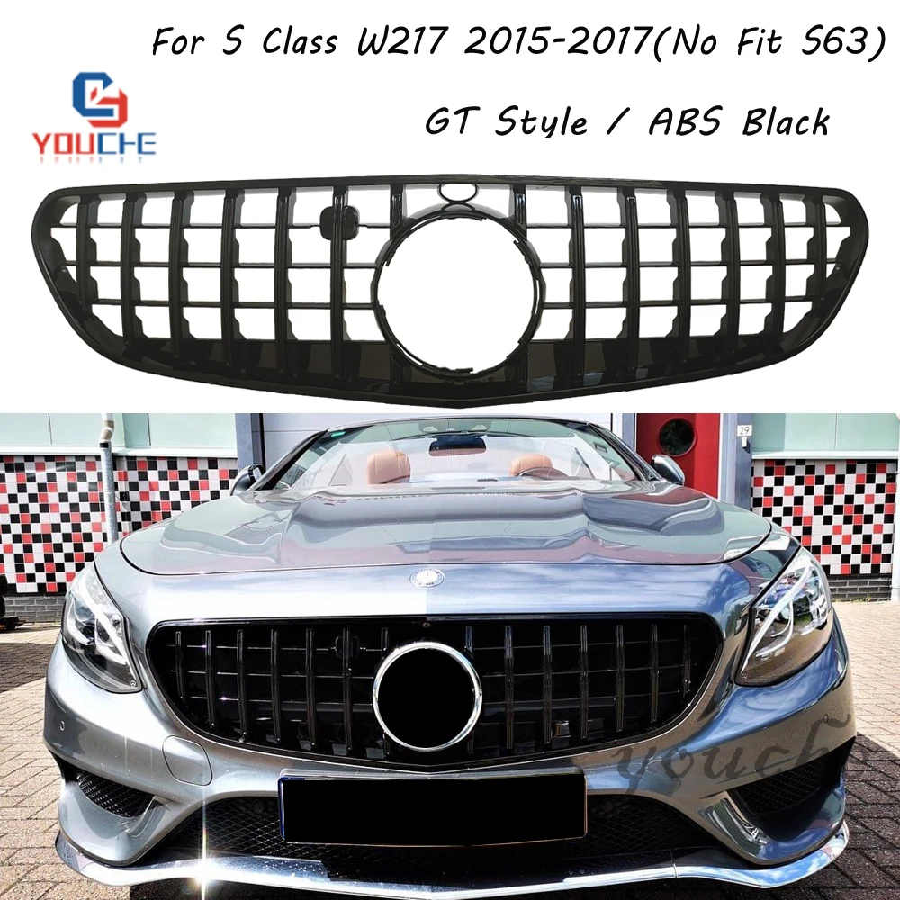 

W217 GT стиль передний бампер Гриль для Mercedes S Class Coupe C217 A217 S500 S550 S560 2015-2017 черный (не подходит для S63 S65)