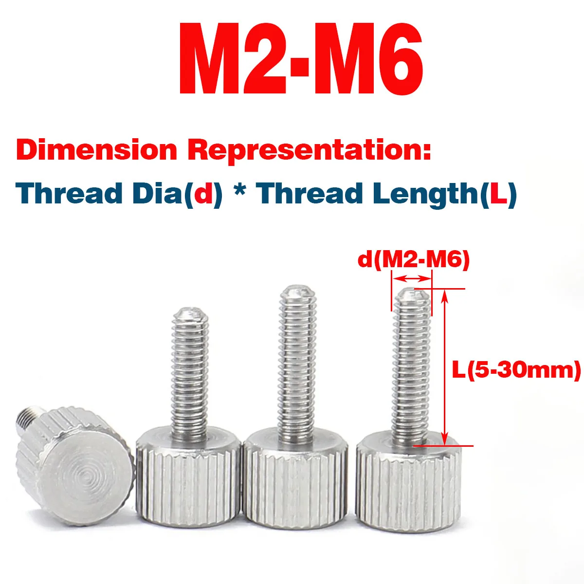 Ручной винт M2M3M4M5M6 с плоской головкой из нержавеющей стали 304