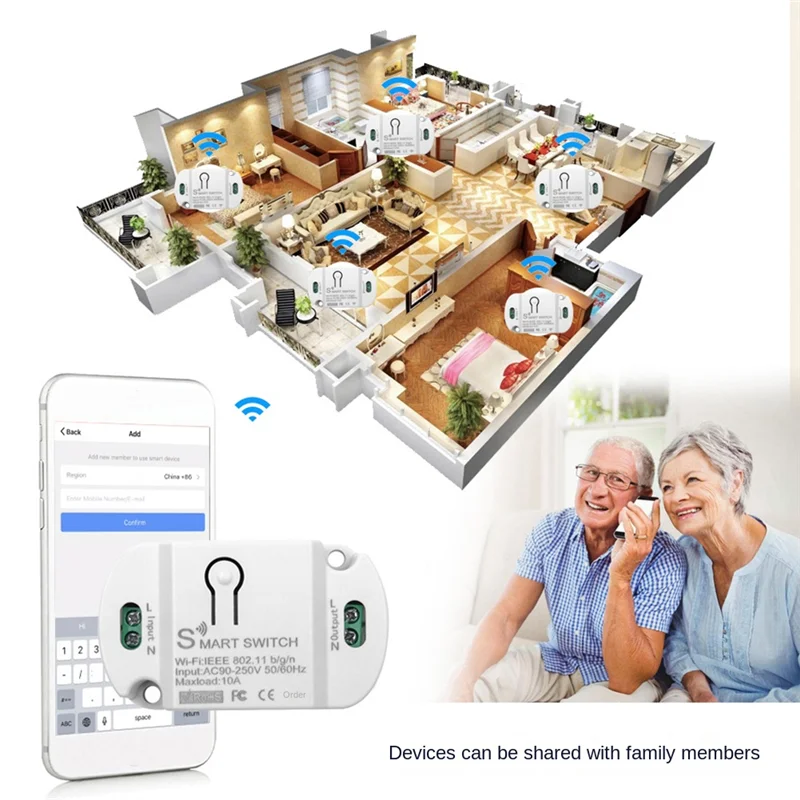 THIVN-Tuya Wi-Fi Smart Switch 10A Беспроводной таймер Smart Life APP Модуль автоматизации голосового управления (art.: 3920d08bee7c8) - 3920d08bee7c8