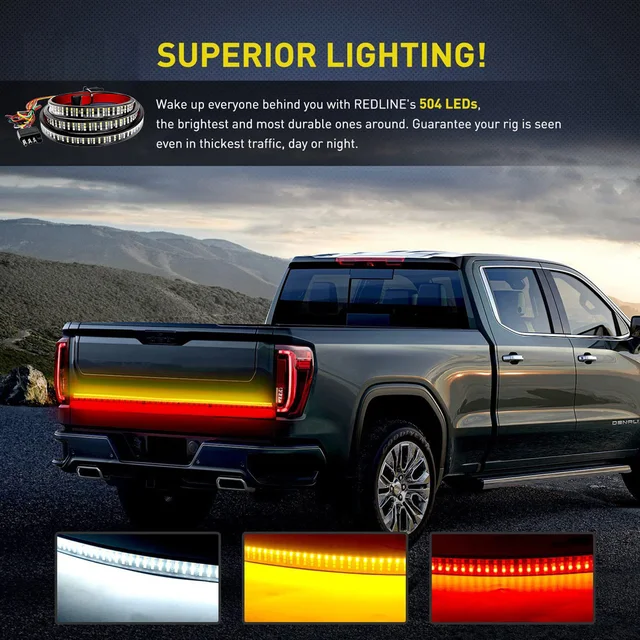 Truck LED Tailgate Light Strip Three Colors Truck LED Tail Lamp Bar Waterproof Daytime Running Lights 12V Soft for Jeep Auto SUV 1
