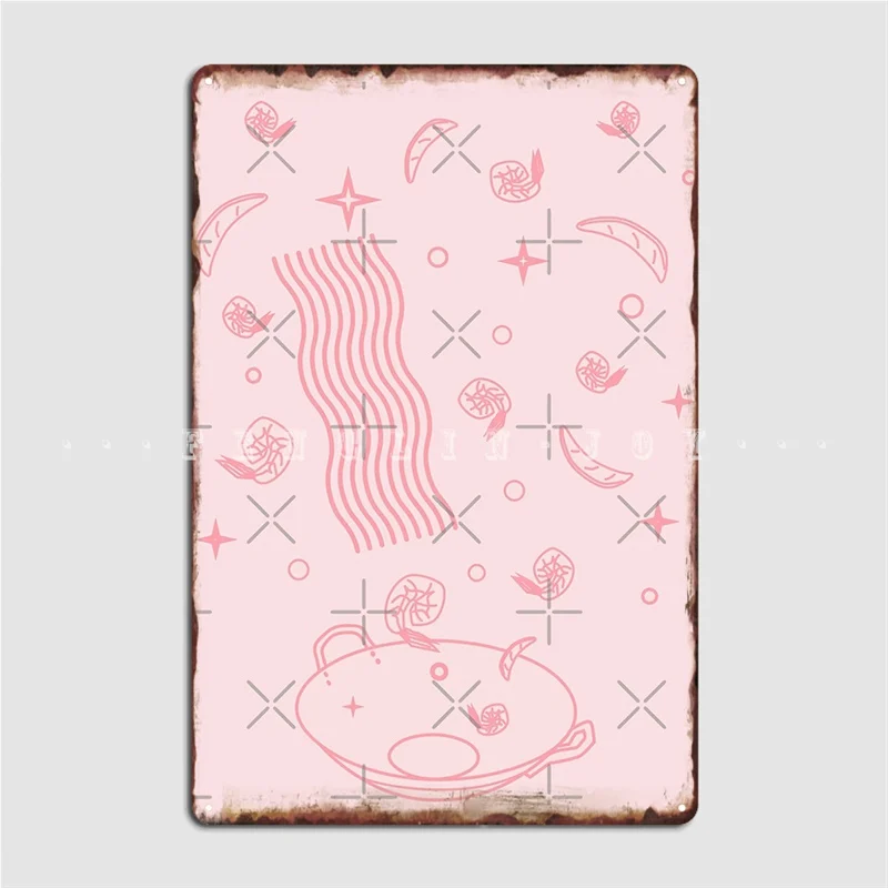 

Wok уличная еда лапша контур розовый узор металлический знак кинотеатр гараж Гостиная классический постер жестяной знак плакаты