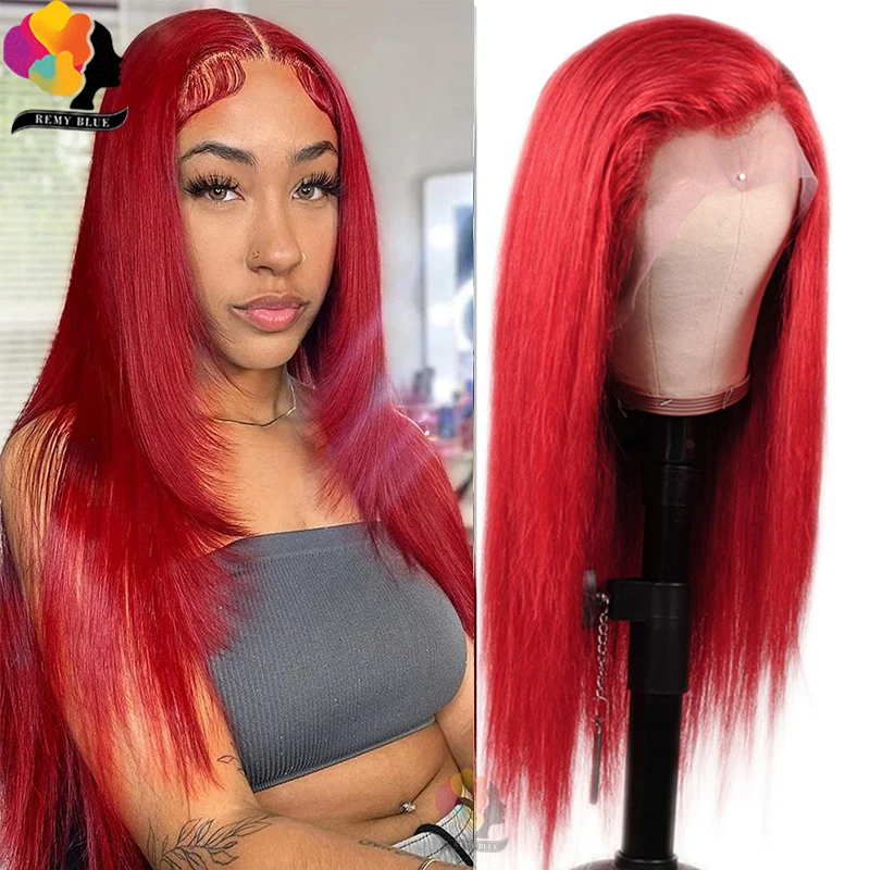 

13X4 прямые кружевные передние парики Цветные Красные кружевные передние человеческие волосы парики 99j кружевной передний парик Вишневый кр...