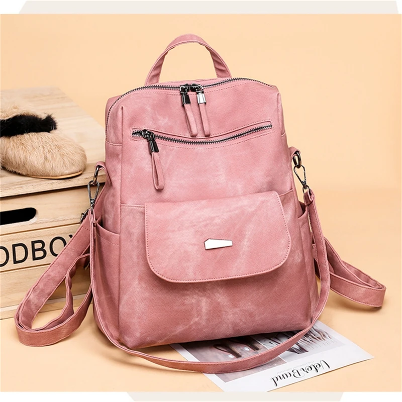 

New Women's Backpack Fashion Multifunctional Travel Bag High Quality Solid Colour Schoolbag Anti-theft Backpacks
