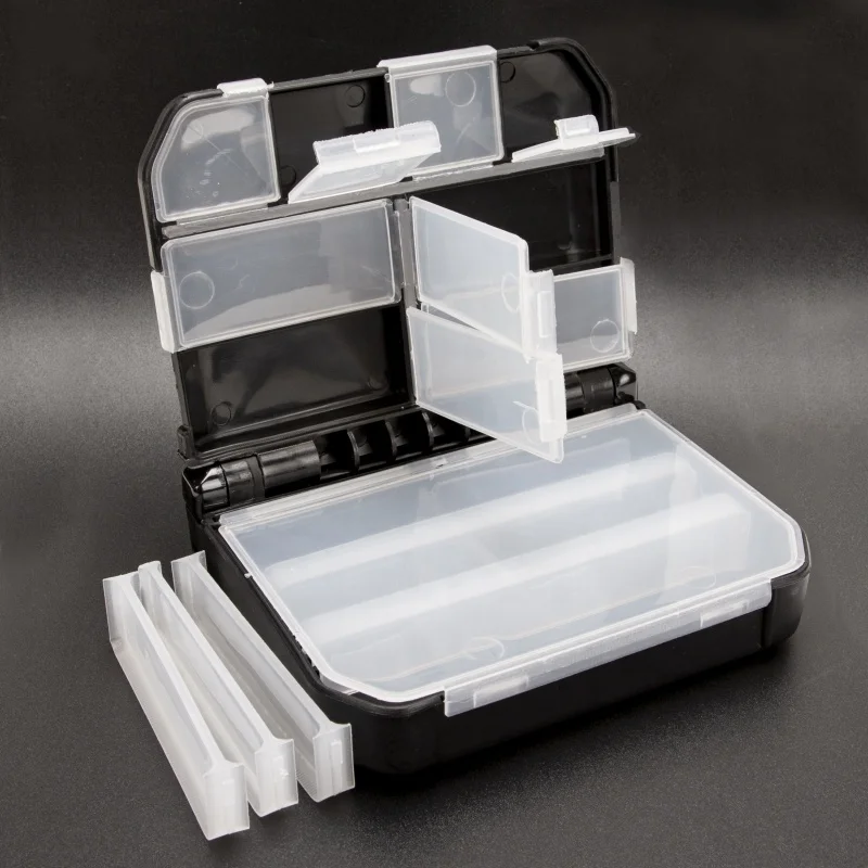 Черная прозрачная раскладушка коробка для рыболовных снастей