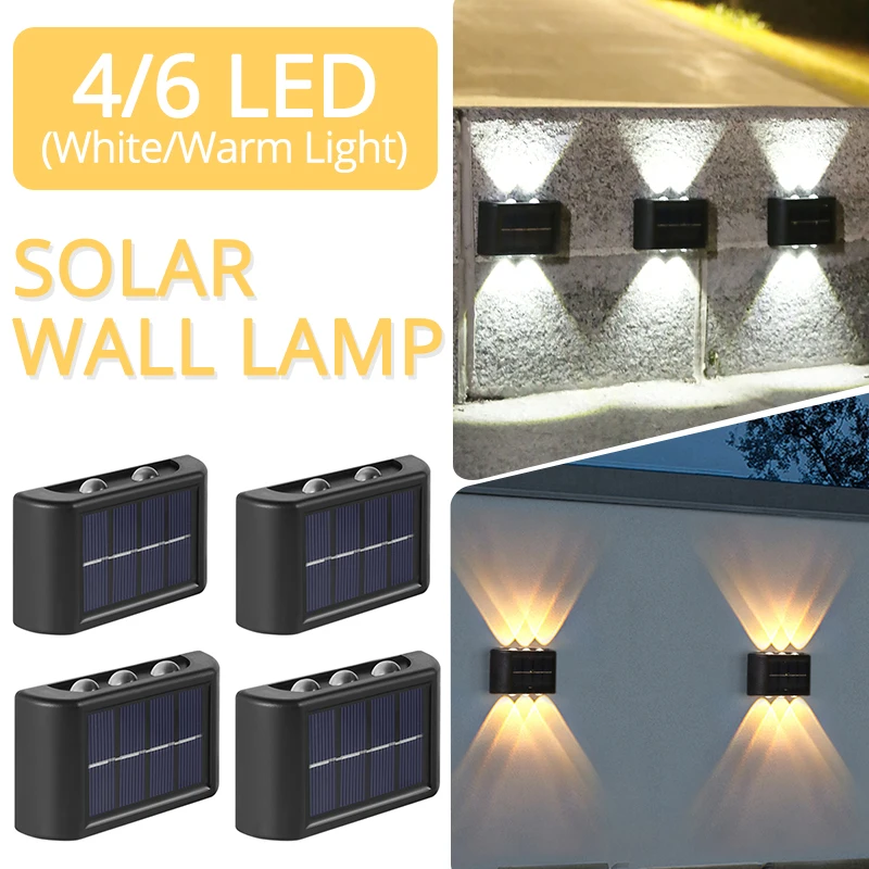 

Светодиодный уличный светильник на солнечной батарее, современные настенные лампы для украшения крыльца, сада, балкона, дорожек, улицы, 2 шт.