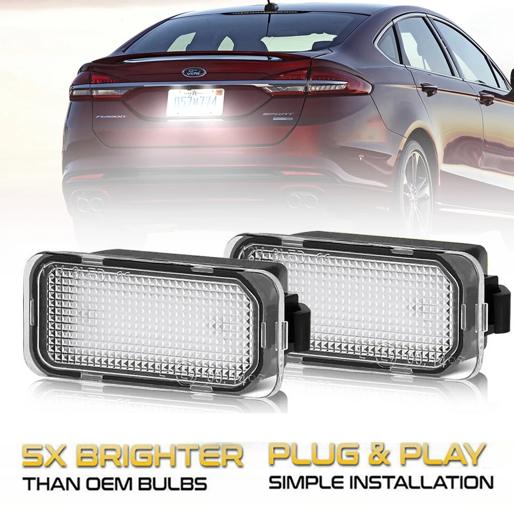 

2Pcs Car LED License Plate Light Number Lamps For Ford Focus Edge Figo Ranger Explorer Tourneo Fiesta Escape Transit Kuga Galaxy
