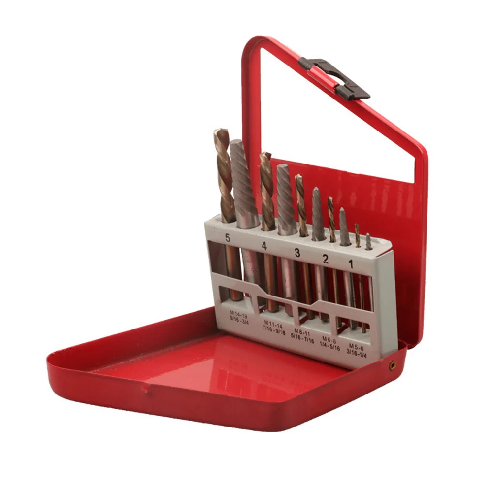 

Accessories Screw Extractor 10pcs/set DIY Removal Tools Portable Alloy Steel Durable Home Drill Bits Set Practical Metal Case
