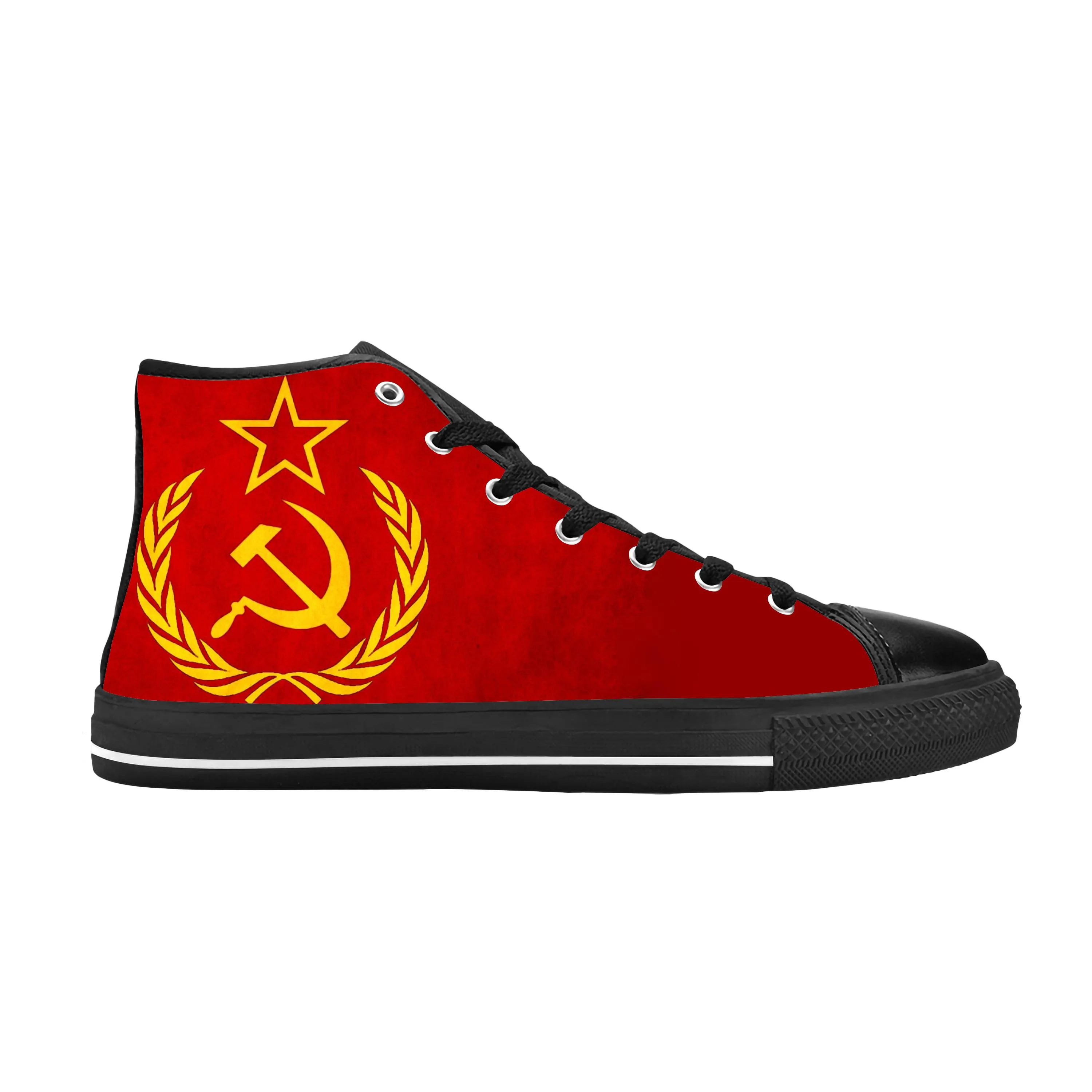 

Soviet Union CCCP USSR Flag Russia Hammer Sickle Casual Cloth Shoes High Top Comfortable Breathable 3D Print Men Women Sneakers