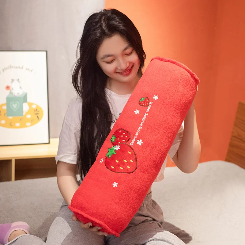 

58cm Kawaii Strawberry Long Pillow Cute Plush Toy Doll Bed Sleeping Rag Doll Girl Girlfriend Birthday Holiday Gift
