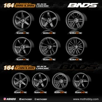 bnds 164 abs wheels rubber tires by black chrome assembly rims modified parts jdm vip style for model car vehicle 4pcs set