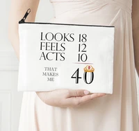 anniversary print makeup bag flowers alphabet printed canvas storage bag cosmetic bags for bride proposal gift