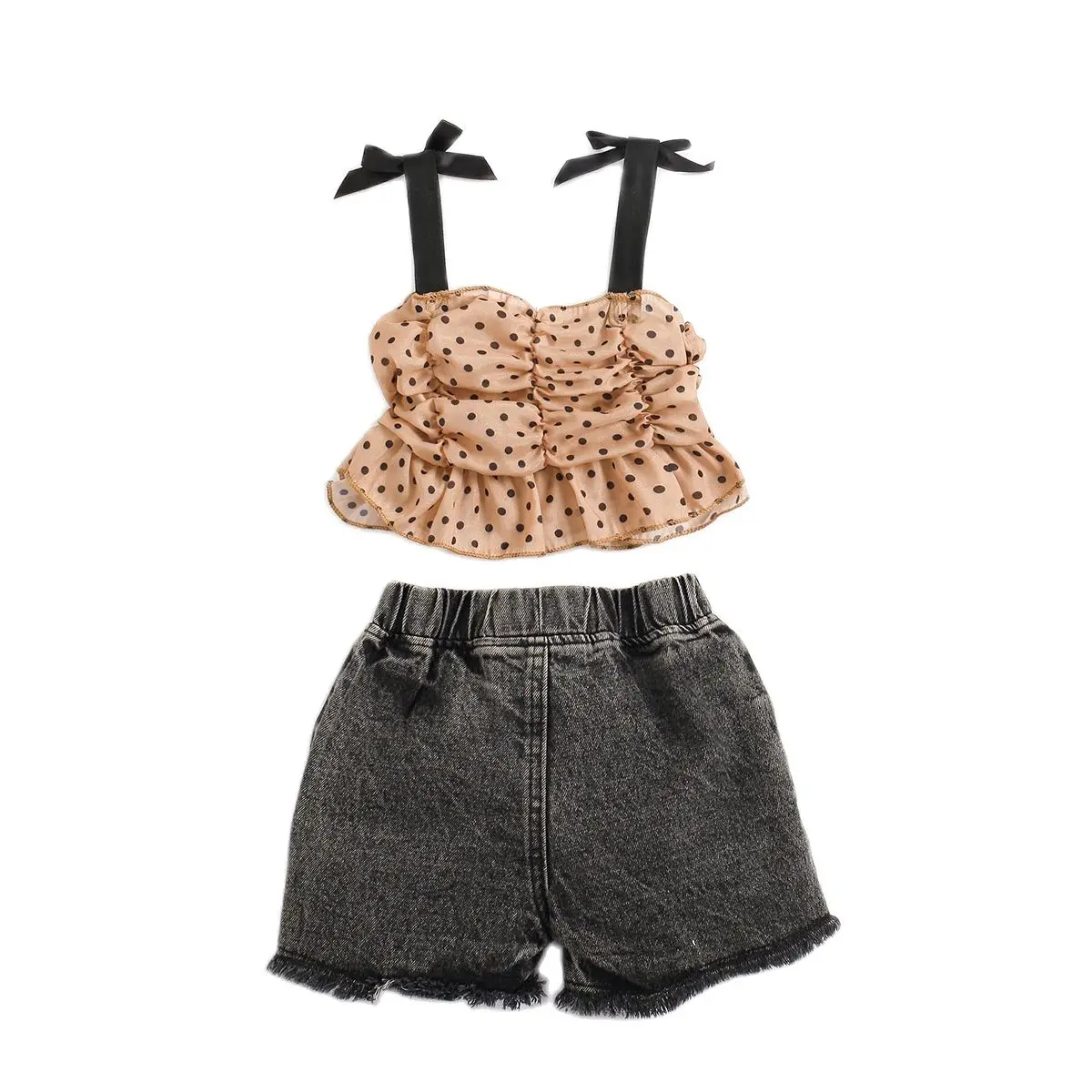 2022 комплекты летней одежды для девочек шифоновая майка на бретельках рваные