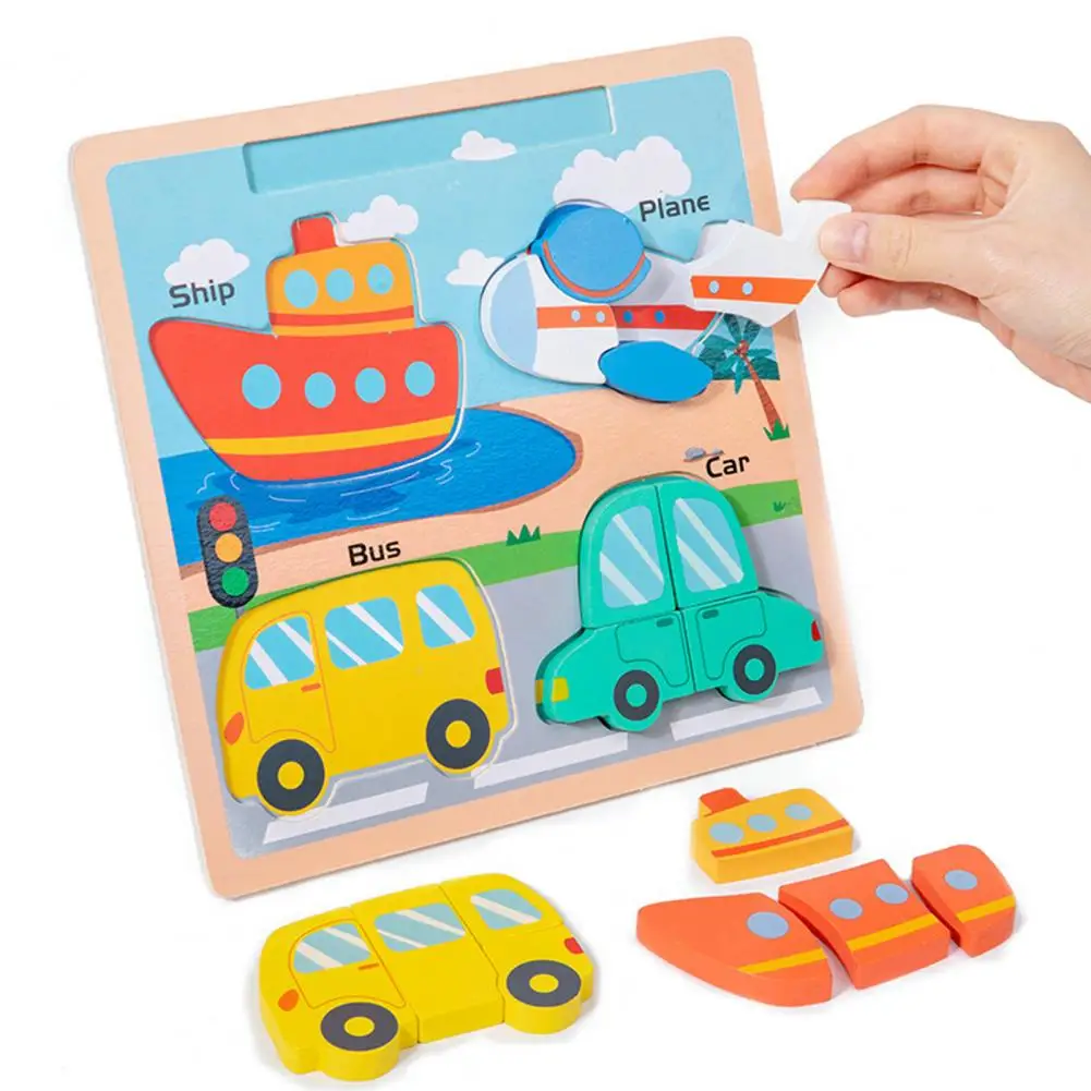 

1 Set Jigsaw Toy Three-dimensional Smooth Surface Painting Thick Block Intellectual Development Wooden Animal Drawing Board