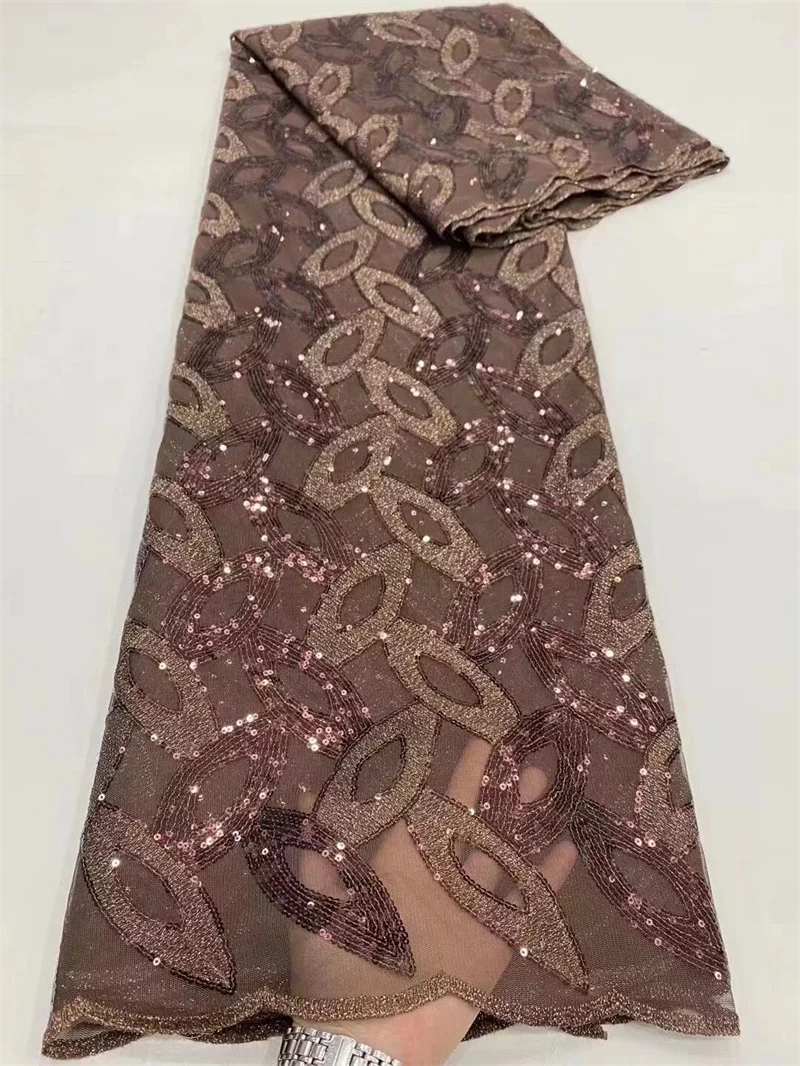 Кофейный африканский тюль сетчатая ткань блестки фотокружевной материал