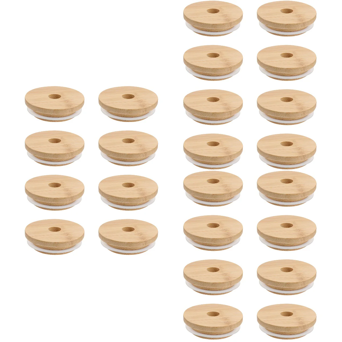 

24 PCs Cup Bamboo Lid Coffee Mug Jar Glass Cans Wooden Lid Bottle Bamboo Cover Rubber Seasoning Sealed Lid (External