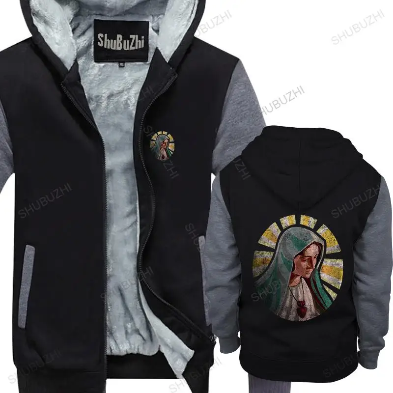 

warm coat men fleece hoody Holy Mary jacket Maria Mother Bloody Christ Jesus Religion Ave Church Holy men winter sweatshirt