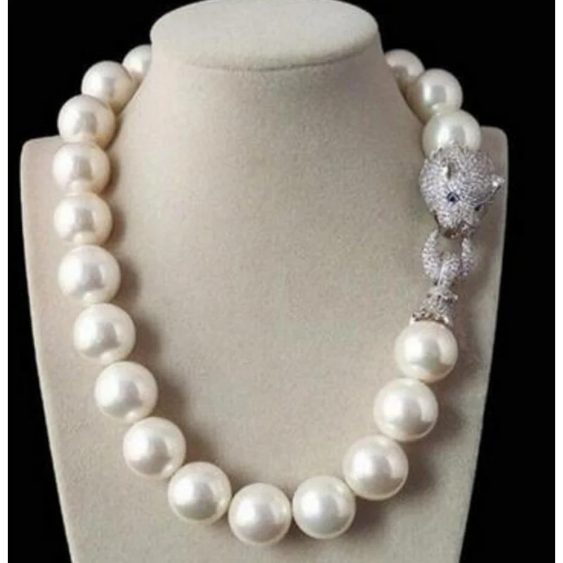 

Модные ювелирные изделия, бесплатная доставка, огромная большая цепочка для свитера, красивое огромное ожерелье 16 мм из натуральной белой и синей ракушки с жемчугом