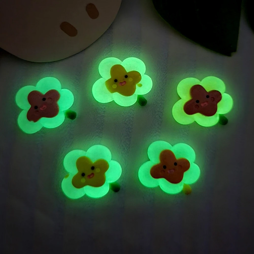 

5Pcs New Cute Resin Mini Shining Flowers Flat Back Cream Glue DIY Hair Claw Accessories Luminous Craft Decoration Accessories