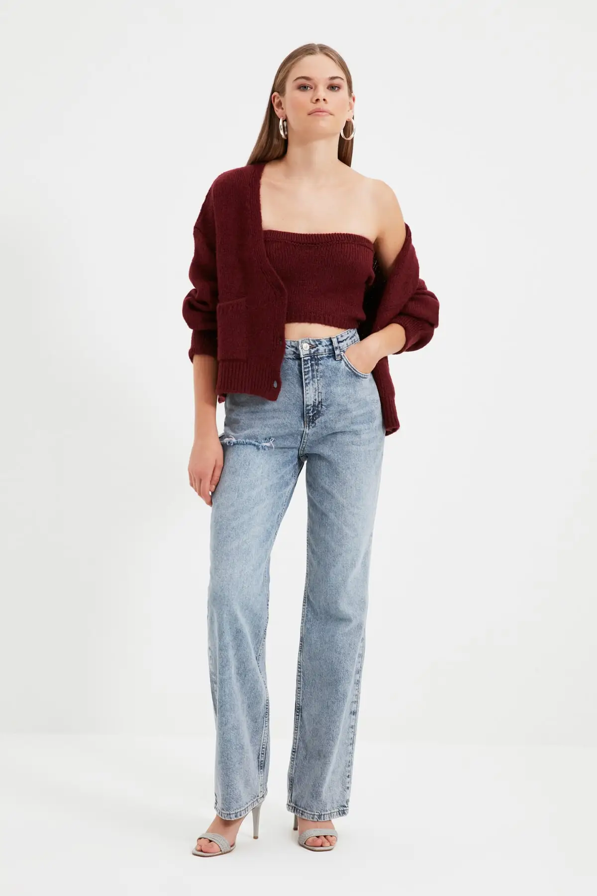 

Trendyol блузка кардиган трикотажный двойной костюм TWOAW22HI0162