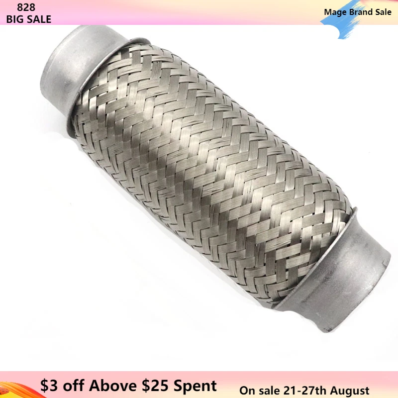 

38x158x61mm Flexible Car Exhaust Pipe Double Braided Flex Connector Piping Weld Flexible Joint Tube for Muffler Stainless Steel