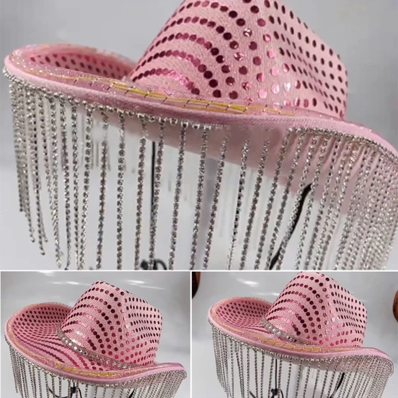 Светящаяся ковбойская шляпа с блестками и подсветкой для музыкального фестиваля