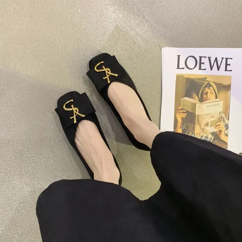 YS Flat Sole Single Shoe Women's 2023 Spring New Korean Version Versatile Internet Red Shallow Cut Flat Sole One Foot Lazy Shoes