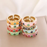 2021 colorful enamel ring gold plated silver adjustable ring for women pave crystal fashion engage ring females jewelry gift