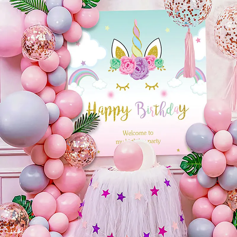 

Children's Birthday Balloon Party Decoration Background Atmosphere Set Internet Celebrity Happy Birthday Decoration Supplies