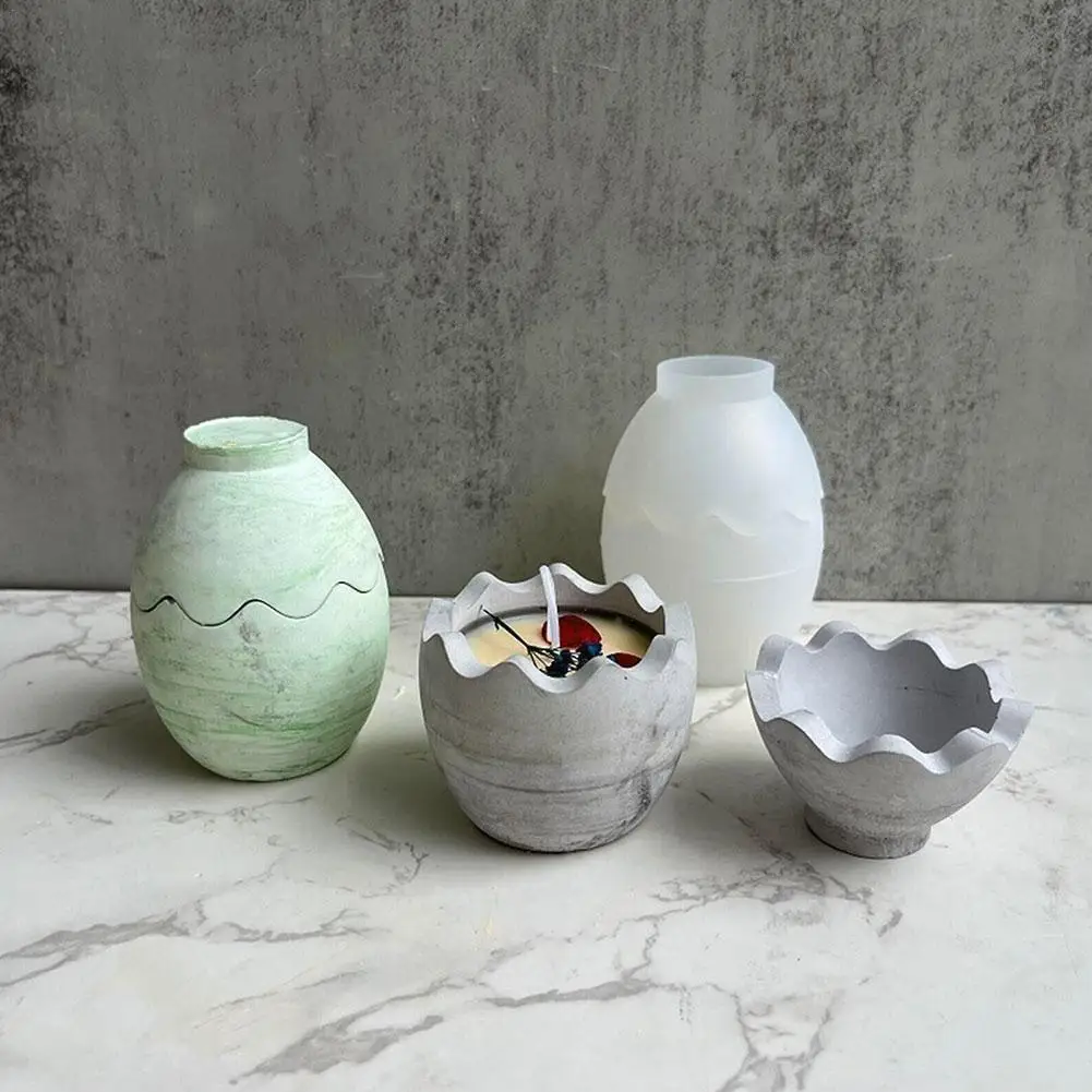 

Egg Shape Candle Jar Mold Storage Box Silicone Mold Making Molds with Craft Egg Dripping Mold Lid Decoration Cup Candle Gyp R9B4