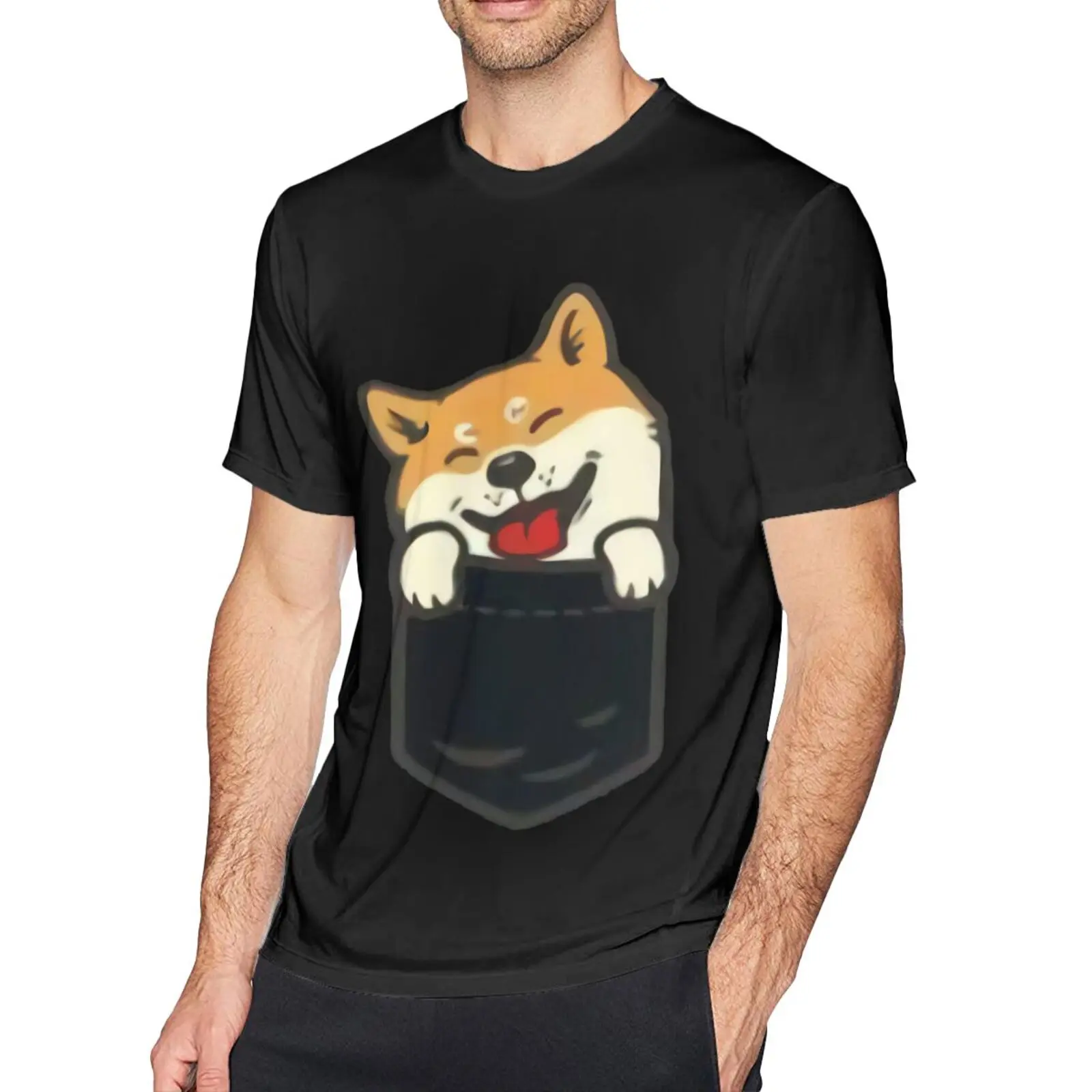 

Футболка мужская хлопковая с принтом собаки-владельца Сиба-ину