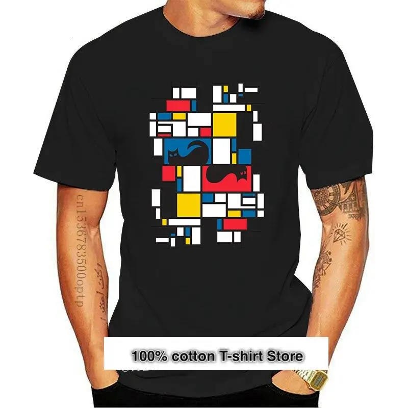 

Camiseta de gato schinger de estilo Mondrian para hombre, ropa deportiva, bonita, nueva imagen, 1